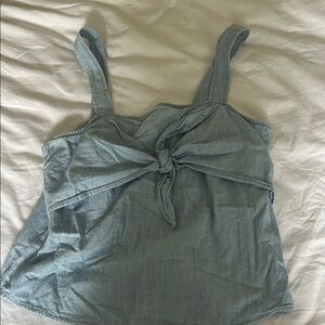Madewell Blue Tie Front Sleeveless Tank Top